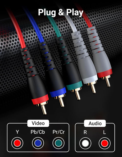 Load image into Gallery viewer, Component Video Cable with Audio (25FT, RCA- 5 Cable, Supports 1080I) - Compatible with DVD Players, VCR, Camcorder, Projector
