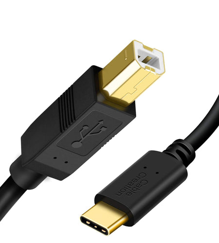USB C Printer Cable 6.6FT  USB C to Printer Cable USB C to B, Scanner Cable Printer Cable to USB C MIDI Cable for Yamaha Casio Digital Piano MIDI Controller DJ Controller, 2M Black