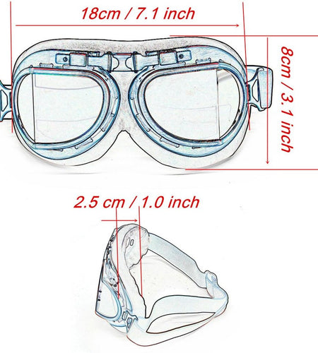 Motorcycle Goggles Vintage Pilot Style Cruiser Scooter Goggle Outdoor Sand Goggles Bike Racer Cruiser Touring Eyewear for Half Helmet