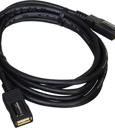 USB 2.0 Extension Cable - A-Male to A-Female Adapter Cord - 6.5 Feet (2 Meters)