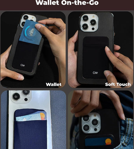 Phone Wallet Card Holder for Phone Case Sleeves Stick on Wallet for Cell Phone Card Holder Durable Adhesive Sticker ID Credit Card Holder for Back of Phone (Black + Mint)