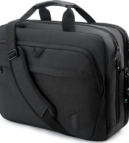 17.3 Inch Laptop Bag, Expandable Computer Bag Laptop Briefcase Men Women,Laptop Shoulder Bag,Work Bag Business Travel Office, Black