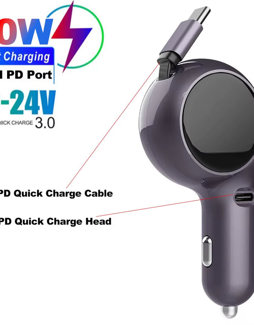 Load image into Gallery viewer, 120W 4 in 1 Retractable Car Charger USB C Cable for Iphone Huawei Samsung Fast Charge Cord Cigarette Lighter Adapter PD QC3.0
