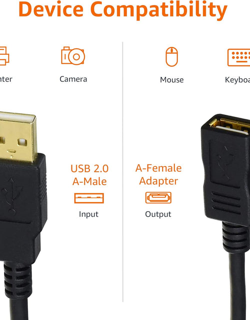 Load image into Gallery viewer, USB 2.0 Extension Cable - A-Male to A-Female Adapter Cord - 6.5 Feet (2 Meters)
